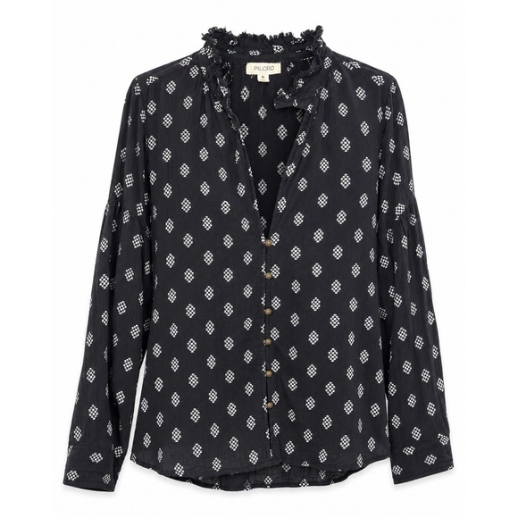 Pilcro Tops - Anthropologie Pilcro Blouse XL Black Boho Cottagecore Prairie Top Romantic Folk